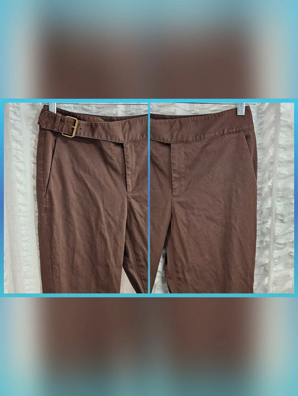 Y2K Vintage Ralph Lauren Brown Belted Chinos Womens Pants 8